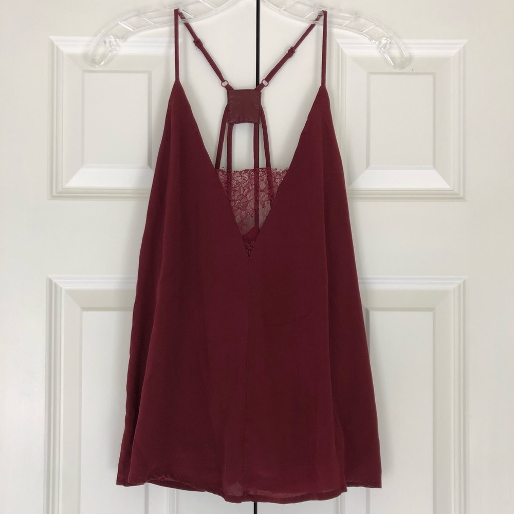 Red Lace Boundary Racerback Tank Top